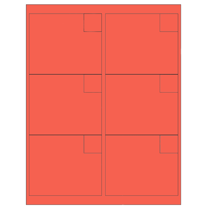 4" x 3.33" Red Rectangular Sheet Labels