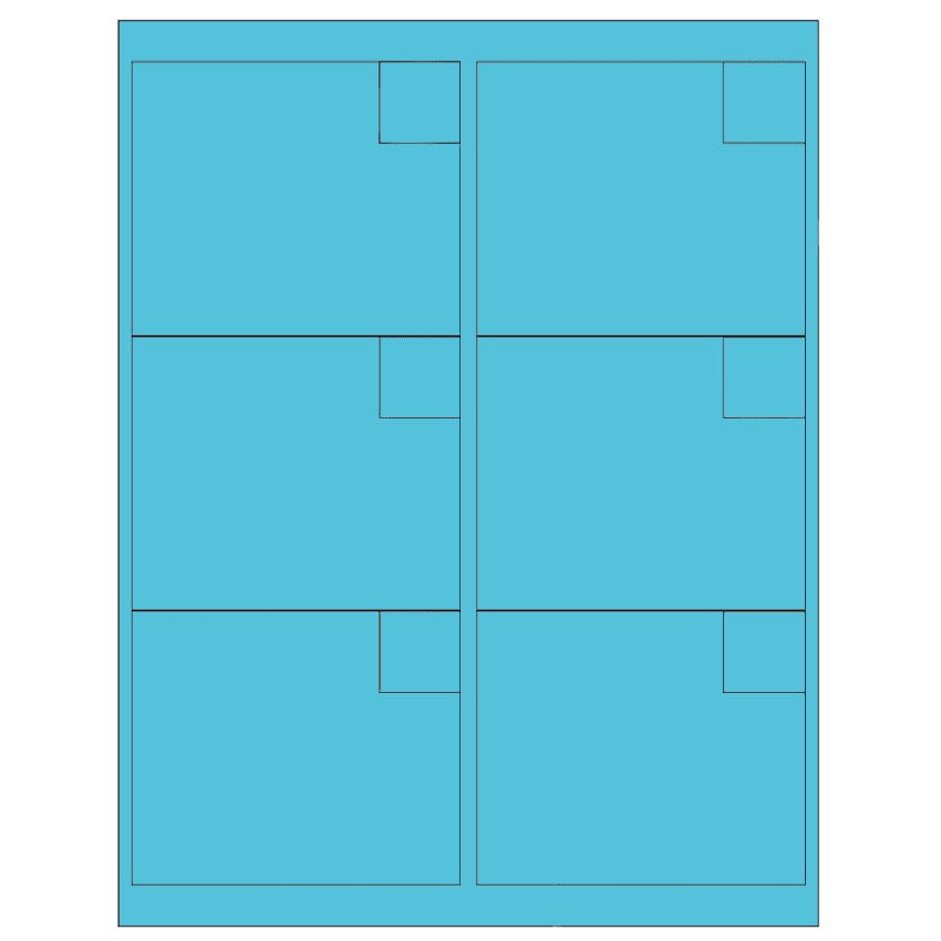 4" x 3.33" Turquoise Rectangular Sheet Labels