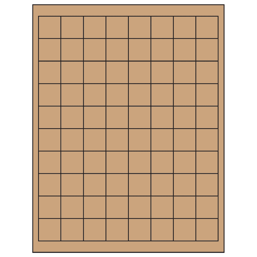 1" x 1" Brown Kraft Square Sheet Labels