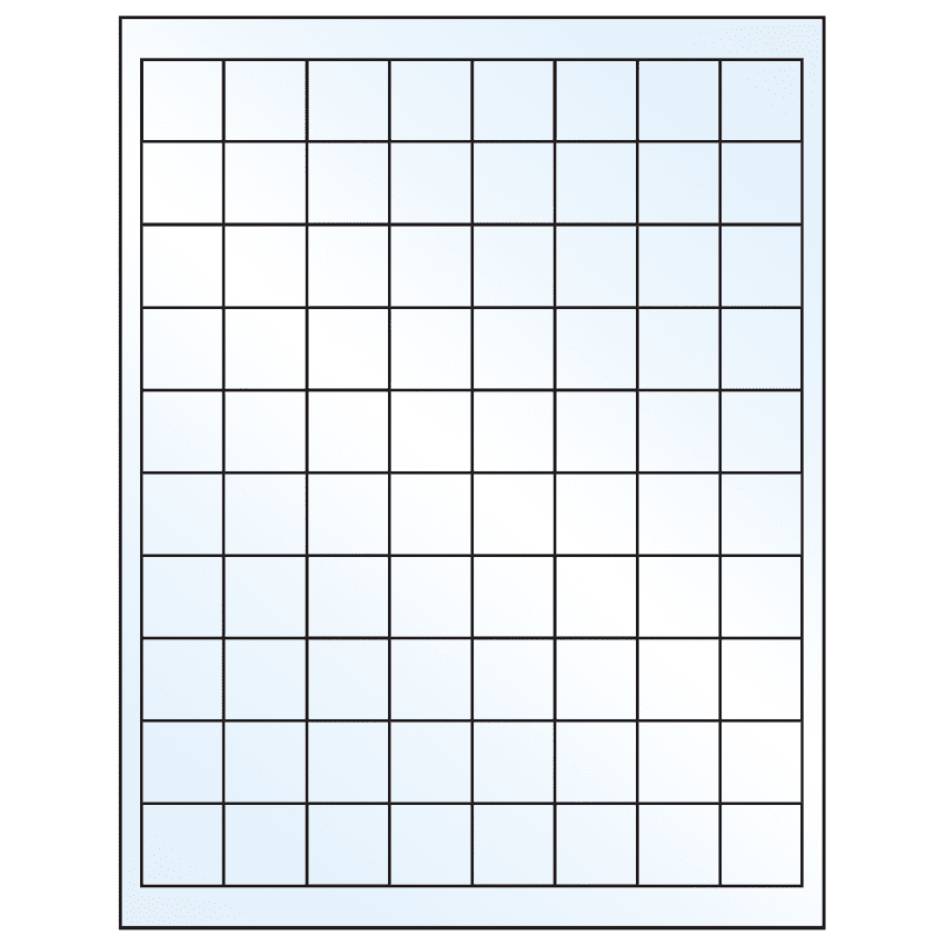 1" x 1" Crystal Clear Square Sheet Labels