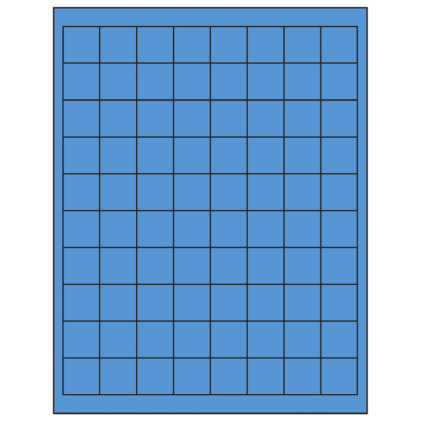 1" x 1" Fluorescent Blue Square Sheet Labels