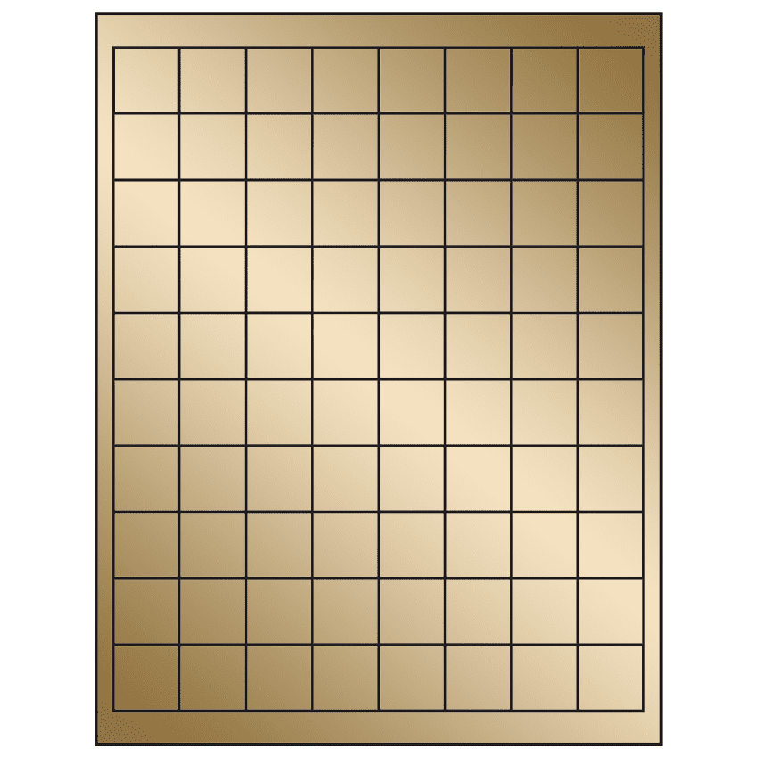 1" x 1" Gold Foil Square Sheet Labels