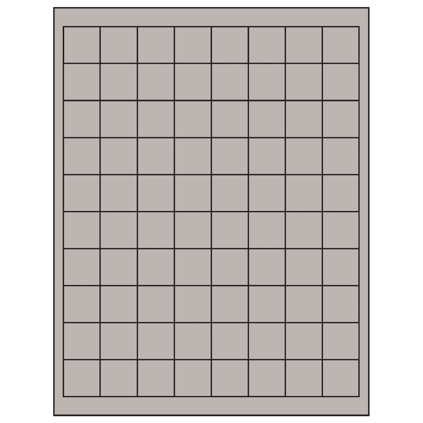 1" x 1" Gray Square Sheet Labels