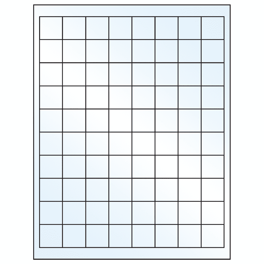 1" x 1" White Mid Gloss Square Sheet Labels