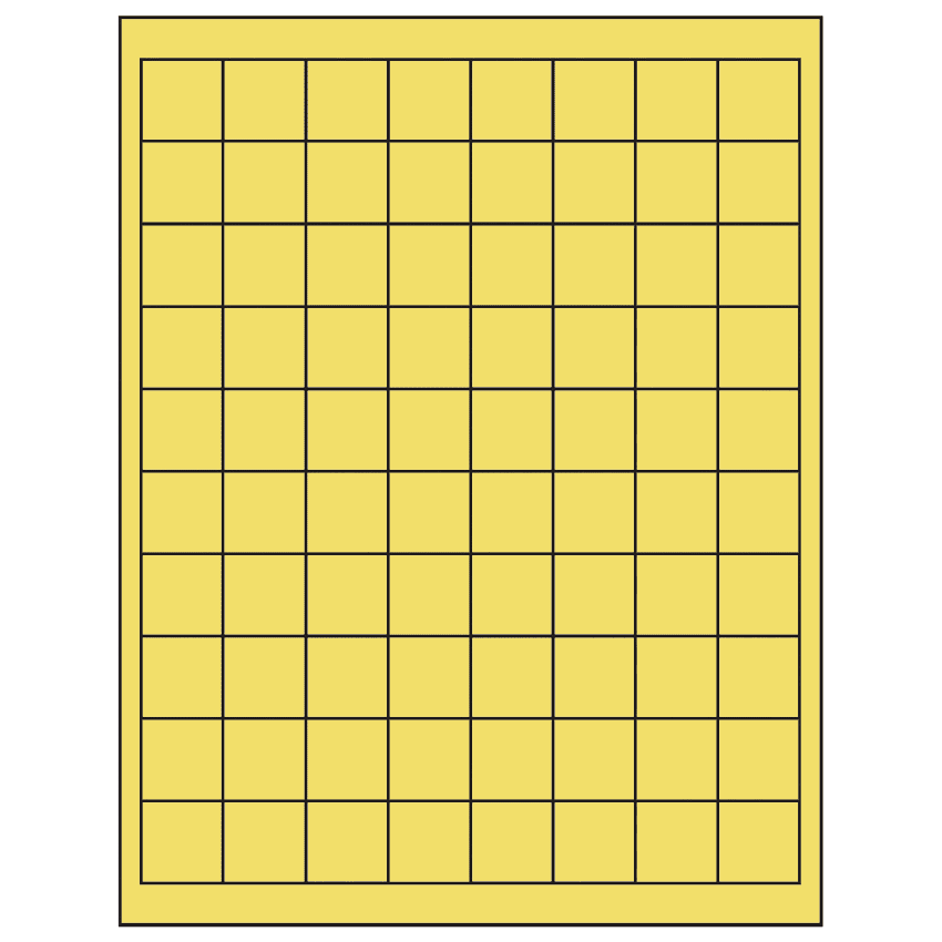 1" x 1" Pastel Yellow Square Sheet Labels