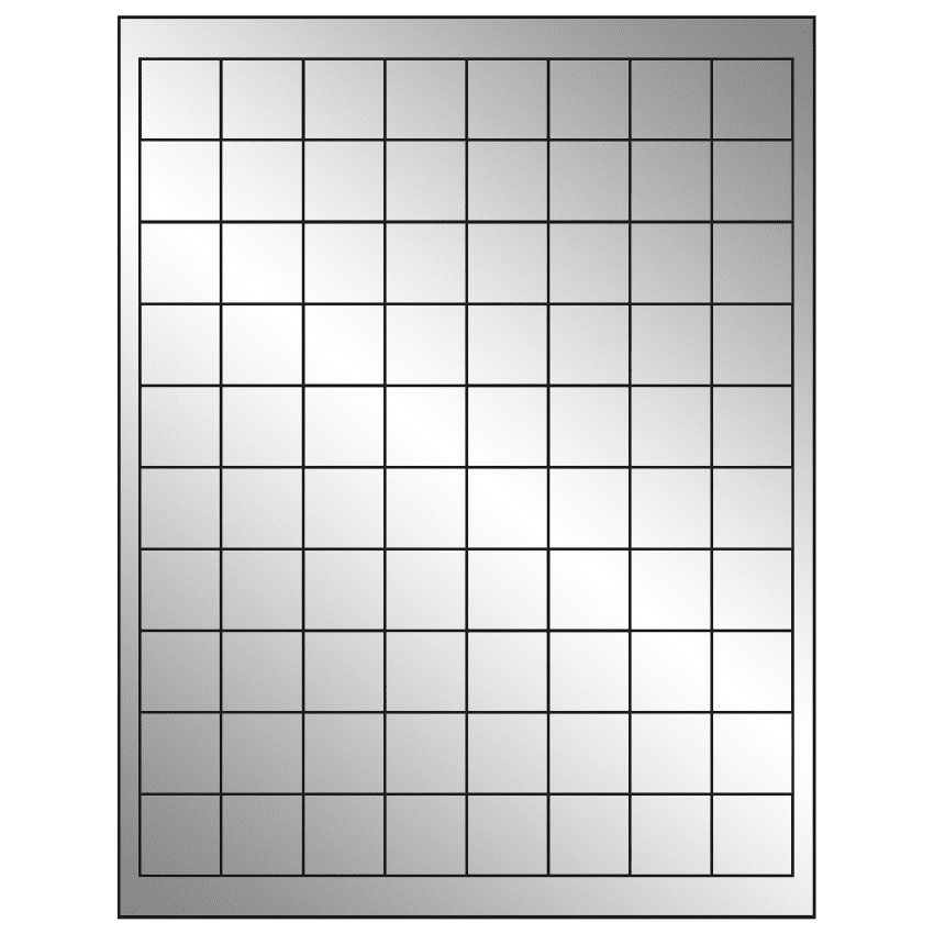 1" x 1" Silver Foil Square Sheet Labels
