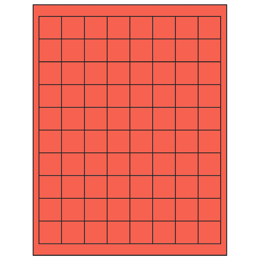 1" x 1" Red Square Sheet Labels