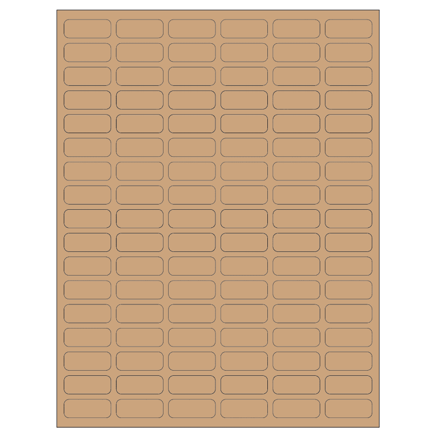 1.25" x 0.5" Brown Kraft Rectangular Sheet Labels