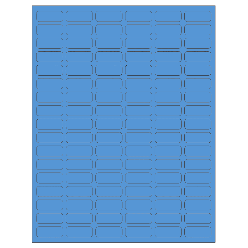 1.25" x 0.5" Fluorescent Blue Rectangular Sheet Labels
