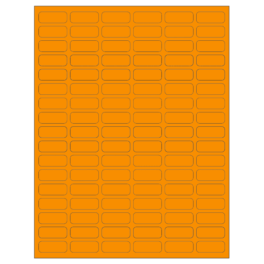 1.25" x 0.5" Fluorescent Orange Rectangular Sheet Labels