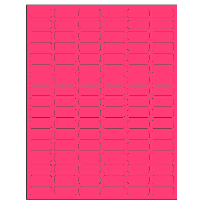 1.25" x 0.5" Fluorescent Pink Rectangular Sheet Labels