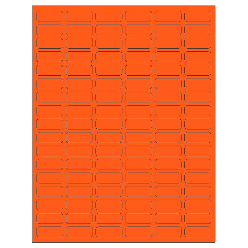1.25" x 0.5" Fluorescent Red Rectangular Sheet Labels