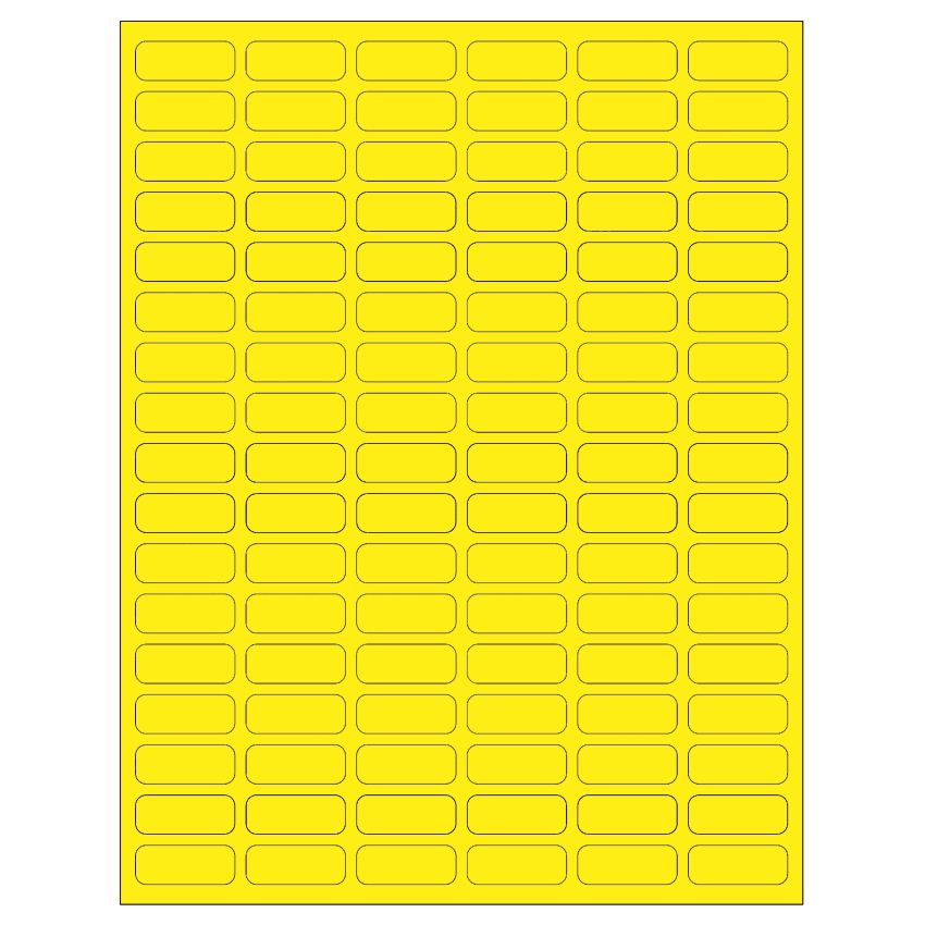 1.25" x 0.5" Fluorescent Yellow Rectangular Sheet Labels