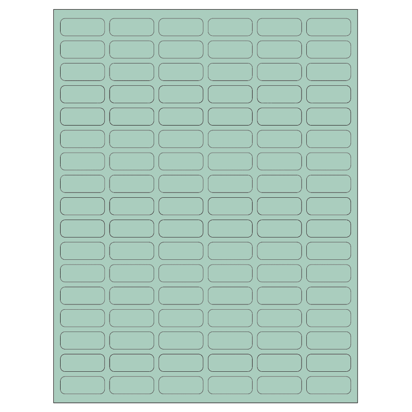 1.25" x 0.5" Pastel Green Rectangular Sheet Labels
