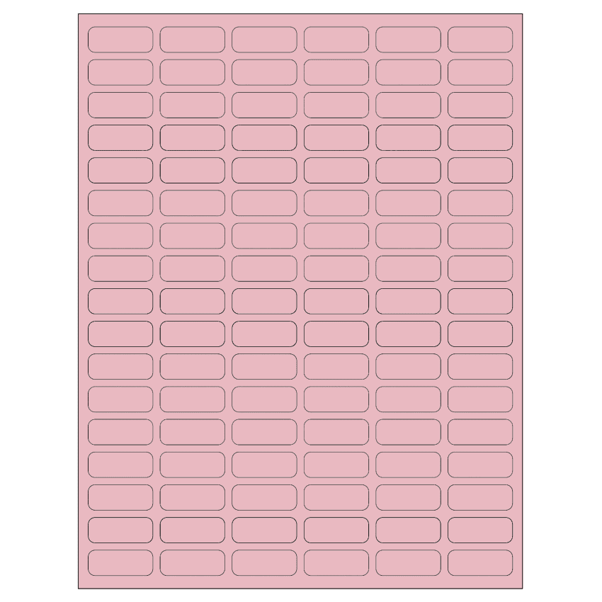 1.25" x 0.5" Pastel Pink Rectangular Sheet Labels