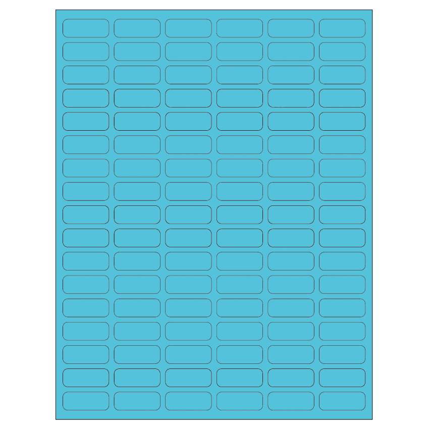 1.25" x 0.5" Turquoise Rectangular Sheet Labels