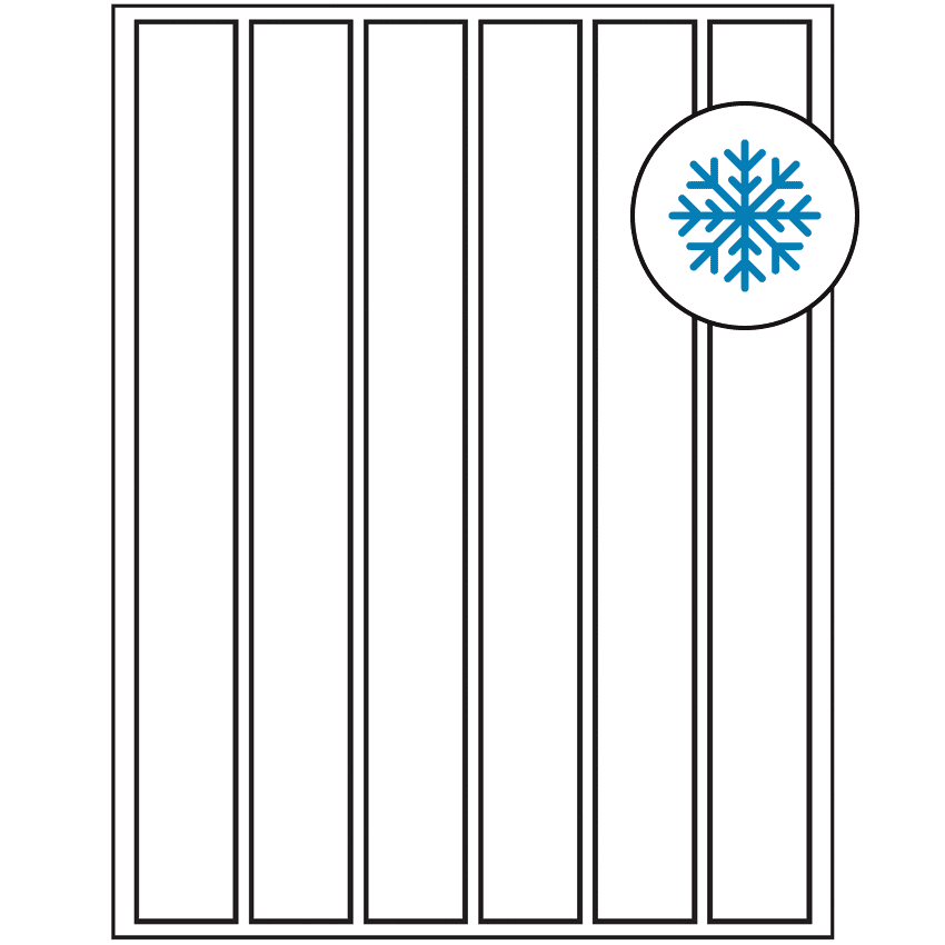 1.18" x 10.6" White Rectangular Sheet Labels - Freezer Grade Adhesive