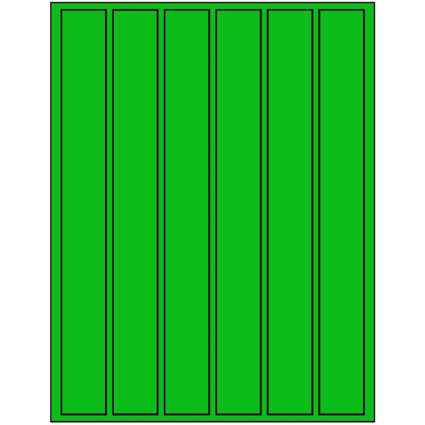 1.18" x 10.6" Fluorescent Green Rectangular Sheet Labels