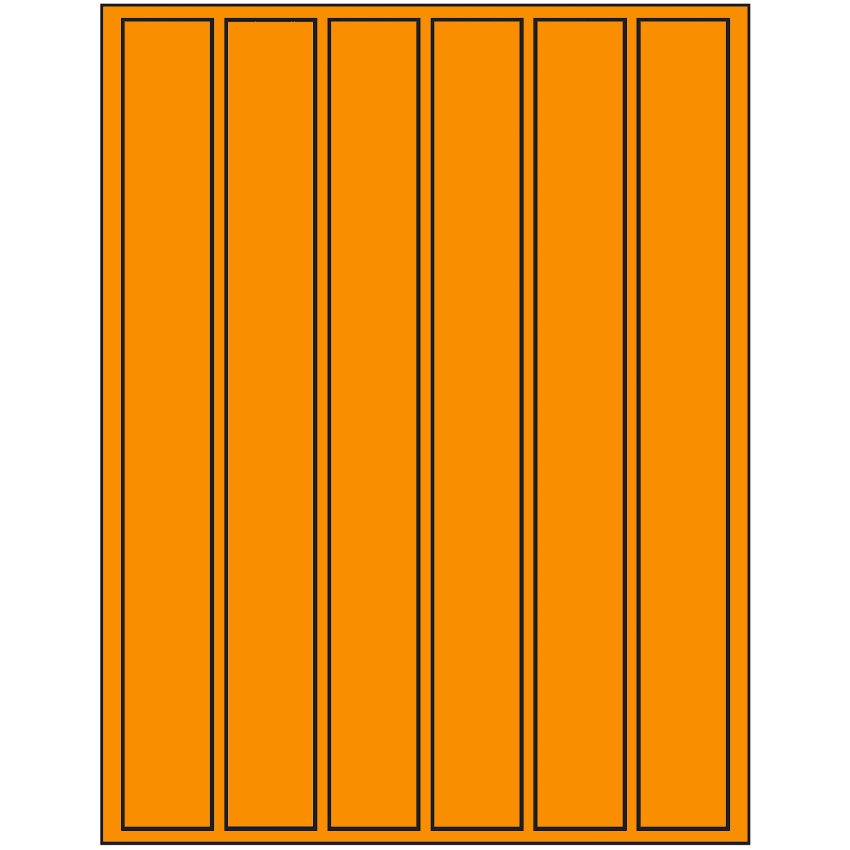 1.18" x 10.6" Fluorescent Orange Rectangular Sheet Labels