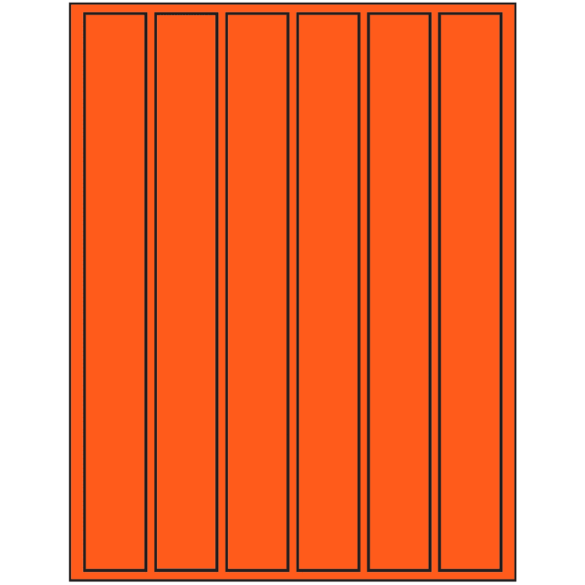 1.18" x 10.6" Fluorescent Red Rectangular Sheet Labels
