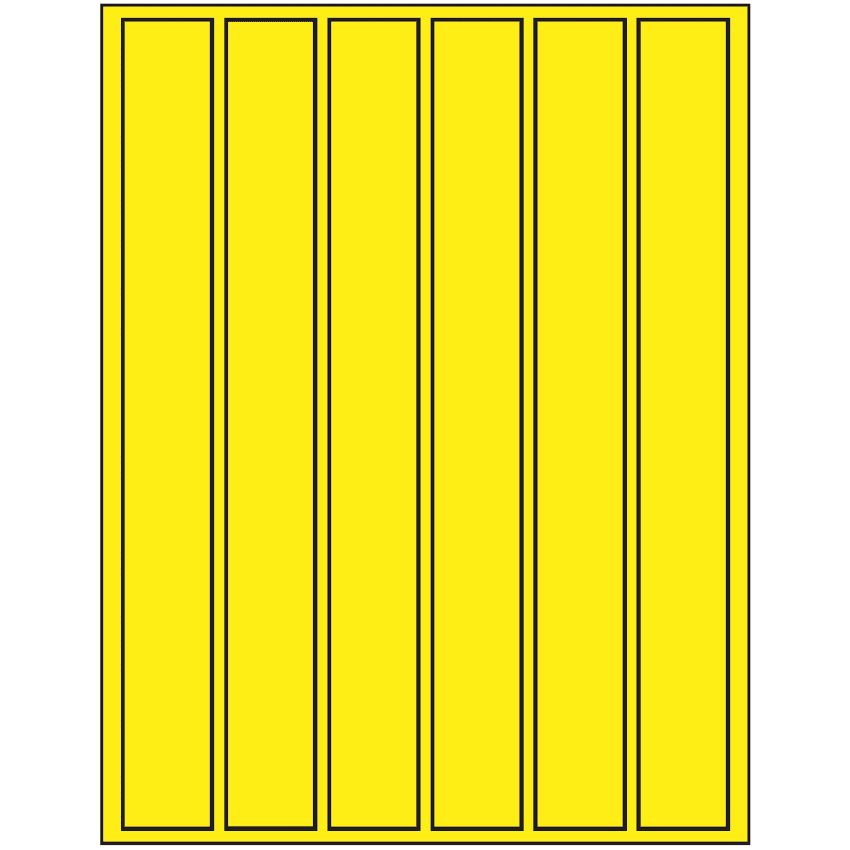 1.18" x 10.6" Fluorescent Yellow Rectangular Sheet Labels