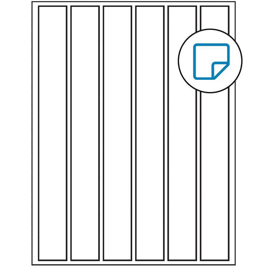 1.18" x 10.6" White Rectangular Sheet Labels - Removable Adhesive