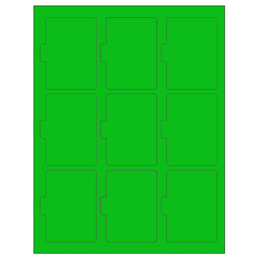 2.5135" x 3.2152" Fluorescent Green Sheet Labels