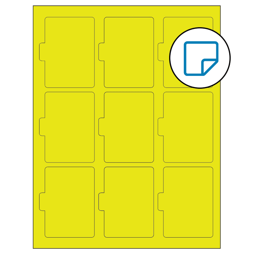 2.5135" x 3.2152" Fluorescent Yellow Sheet Labels - Removable Adhesive