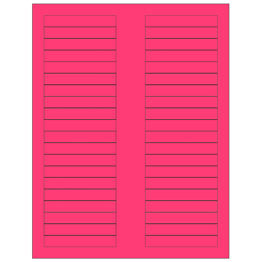 3.125" x 0.5" Fluorescent Pink Rectangular Sheet Labels