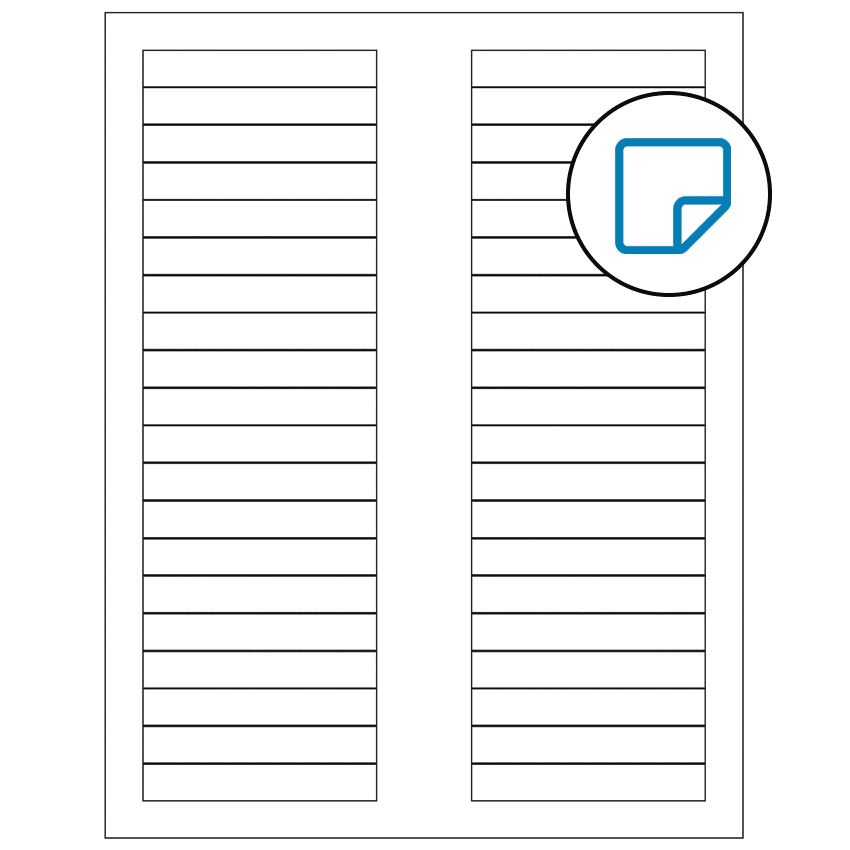3.125" x 0.5" White Rectangular Sheet Labels - Removable Adhesive