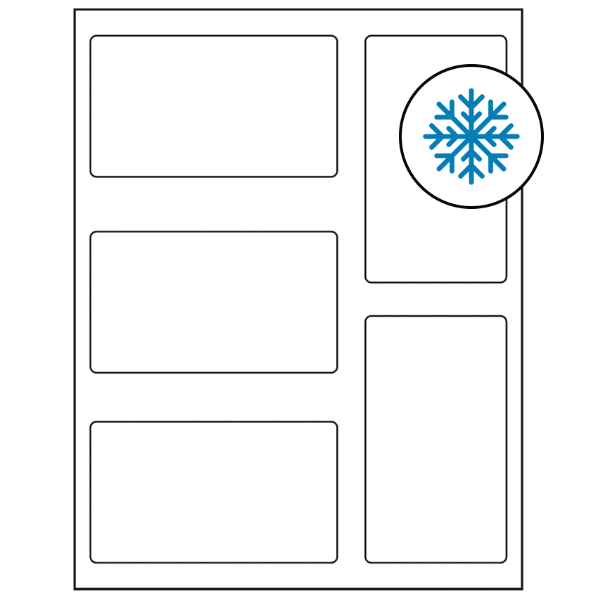 2.7656" x 4.7656" White Rectangular Sheet Labels - Freezer Grade Adhesive