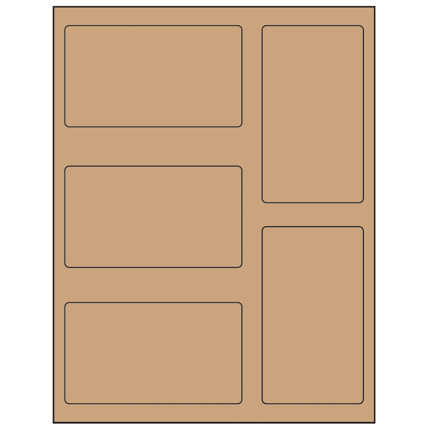 2.7656" x 4.7656" Brown Kraft Rectangular Sheet Labels