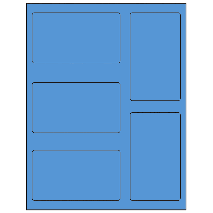 2.7656" x 4.7656" Fluorescent Blue Rectangular Sheet Labels