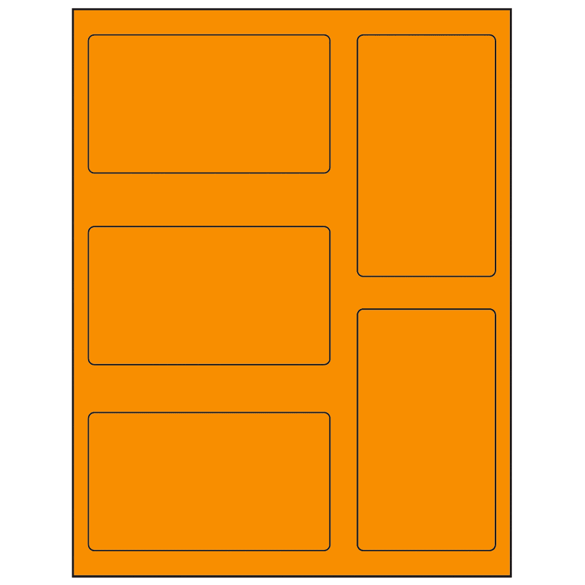 2.7656" x 4.7656" Fluorescent Orange Rectangular Sheet Labels