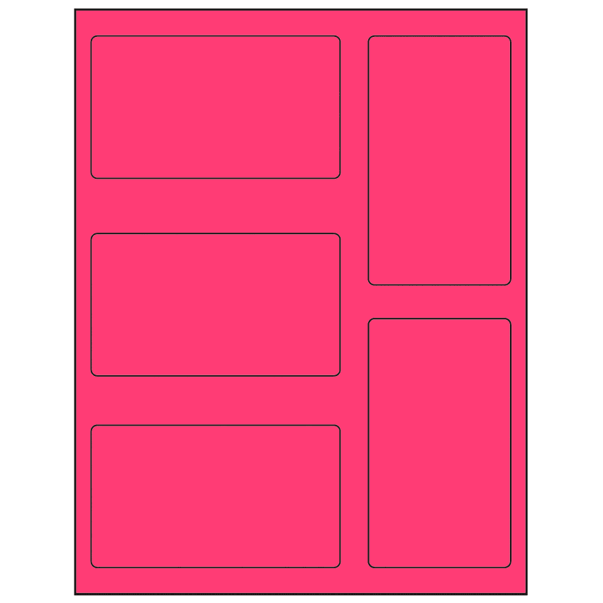 2.7656" x 4.7656" Fluorescent Pink Rectangular Sheet Labels