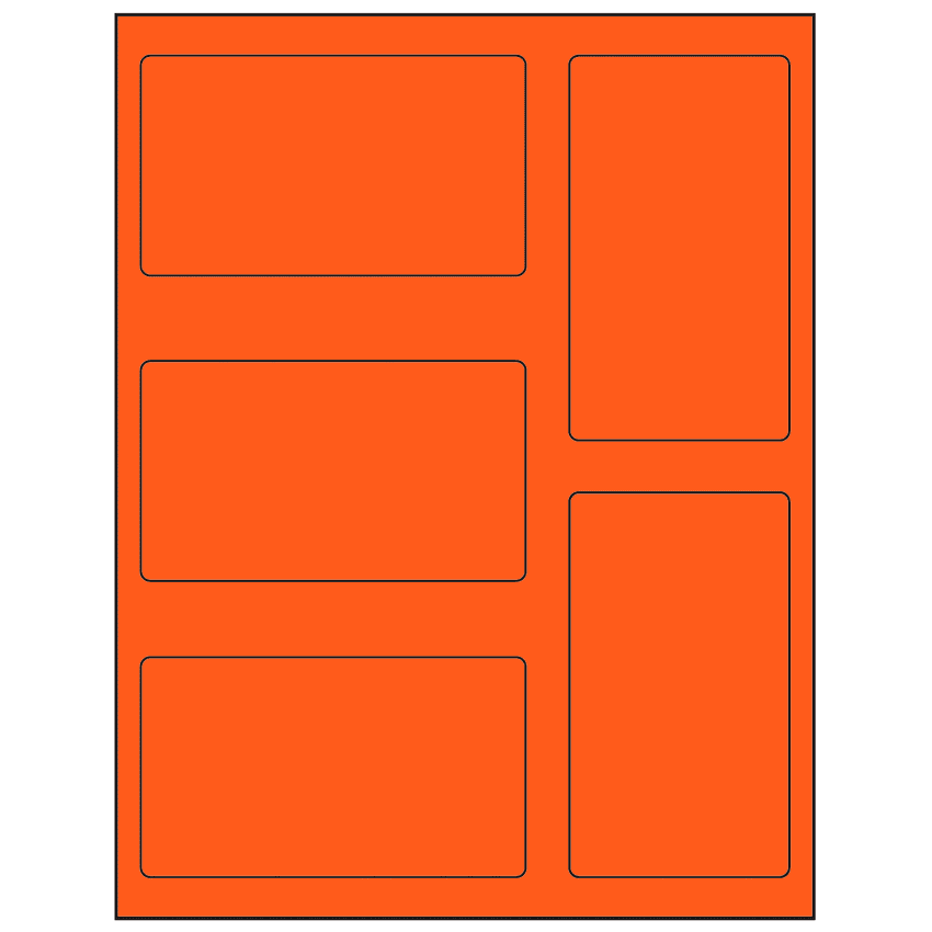 2.7656" x 4.7656" Fluorescent Red Rectangular Sheet Labels