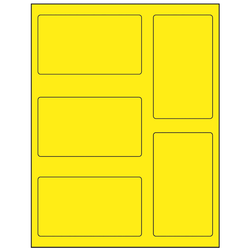 2.7656" x 4.7656" Fluorescent Yellow Rectangular Sheet Labels