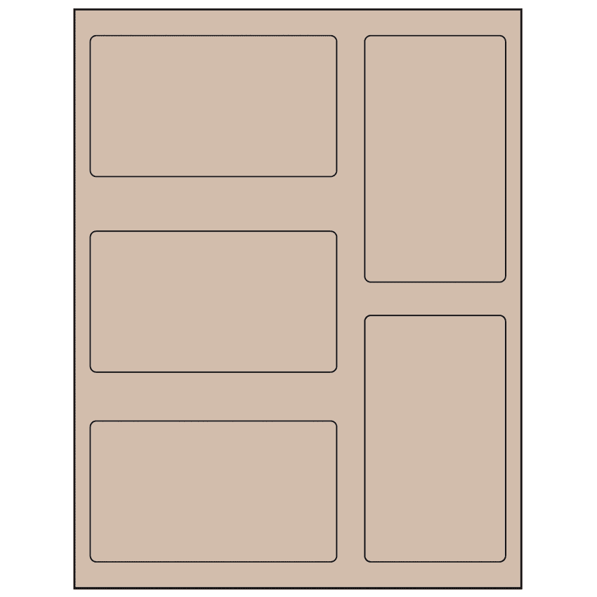 2.7656" x 4.7656" Pastel Tan Rectangular Sheet Labels