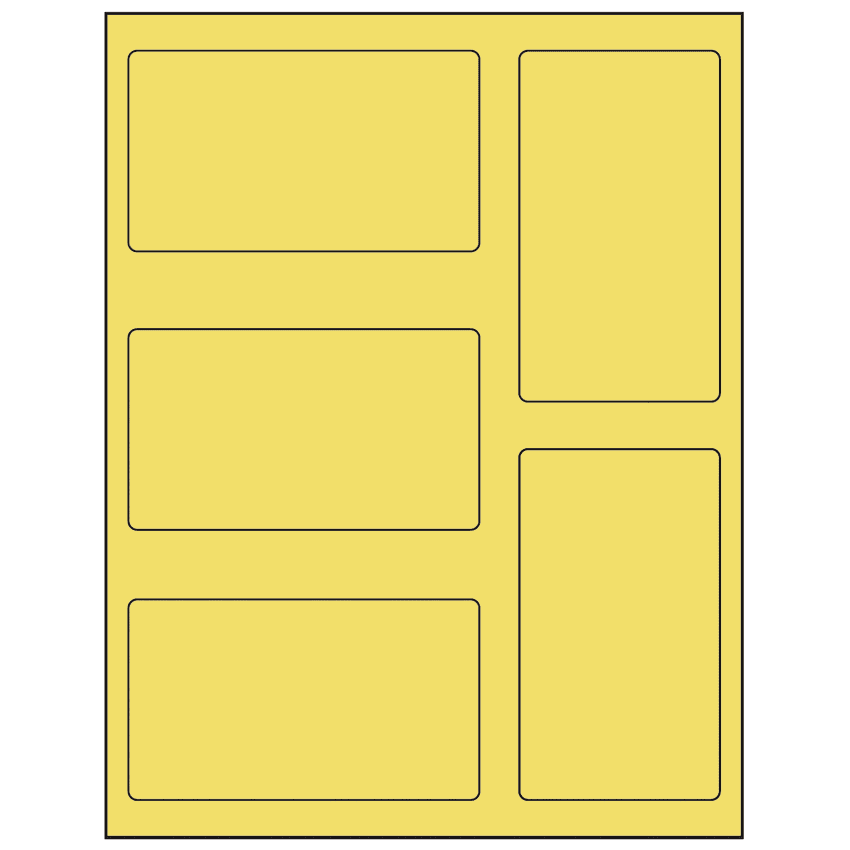 2.7656" x 4.7656" Pastel Yellow Rectangular Sheet Labels