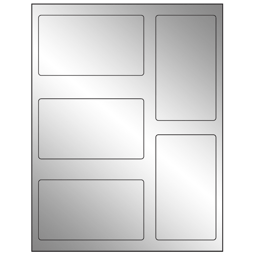 2.7656" x 4.7656" Silver Foil Rectangular Sheet Labels