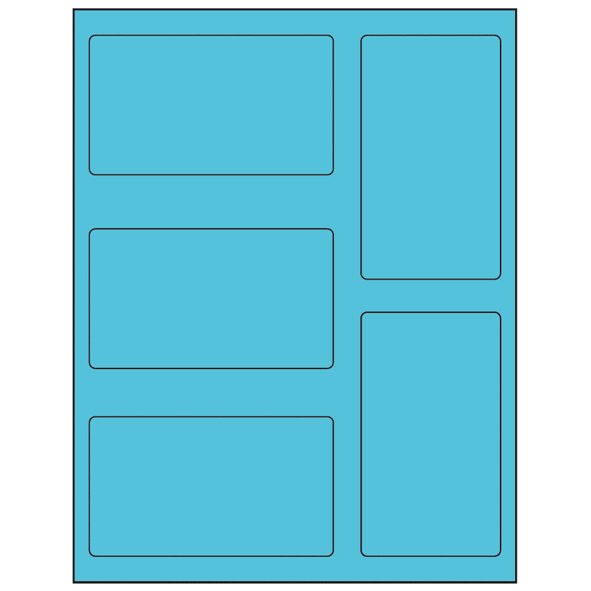 2.7656" x 4.7656" Turquoise Rectangular Sheet Labels