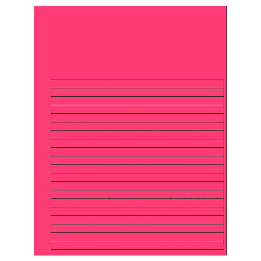 7.625" x 0.375" Fluorescent Pink Rectangular Sheet Labels
