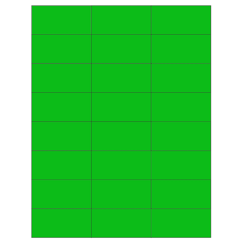 2.83" x 1.375" Fluorescent Green Rectangular Sheet Labels