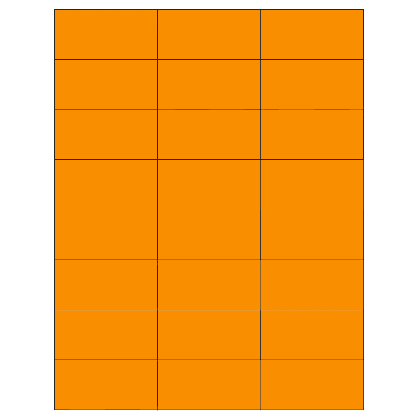 2.83" x 1.375" Fluorescent Orange Rectangular Sheet Labels
