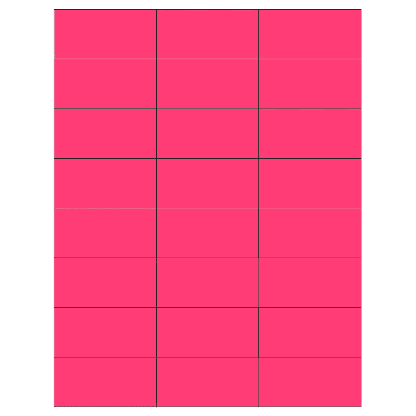 2.83" x 1.375" Fluorescent Pink Rectangular Sheet Labels
