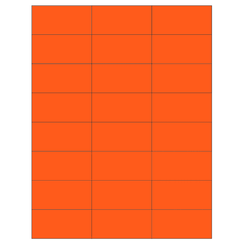 2.83" x 1.375" Fluorescent Red Rectangular Sheet Labels