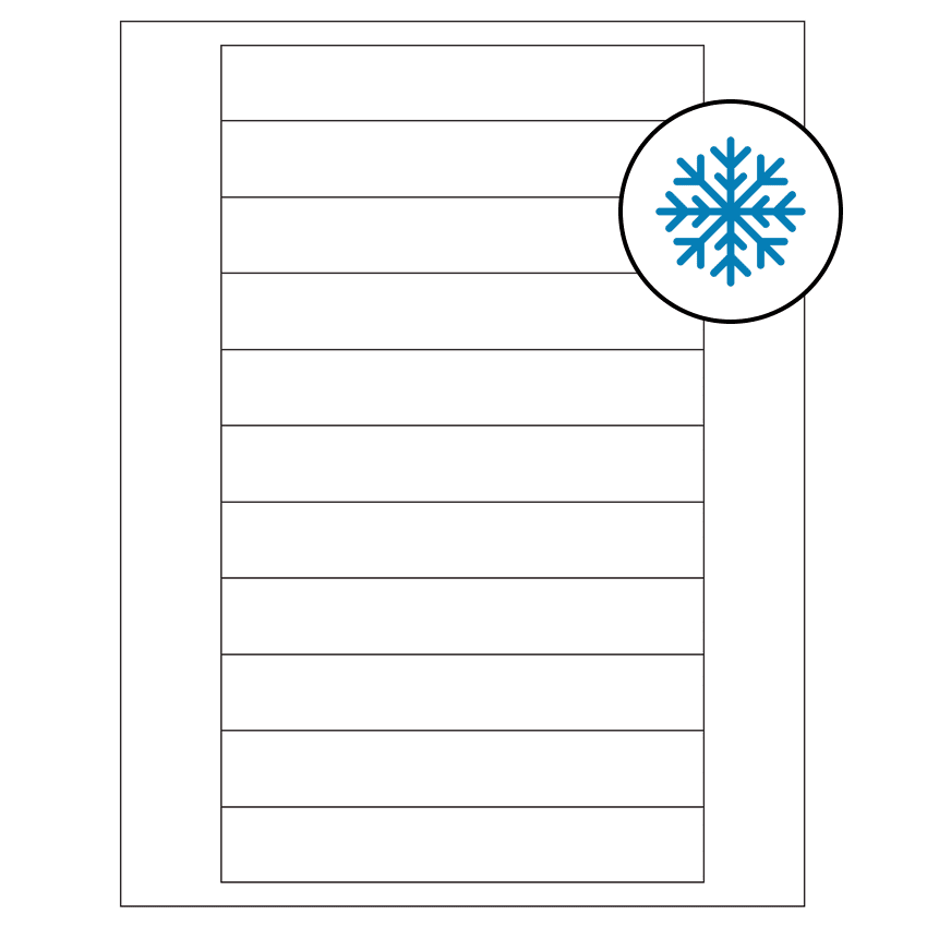 6" x 0.946" White Rectangular Sheet Labels - Freezer Grade Adhesive