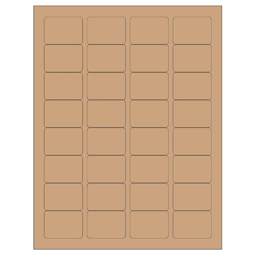 1.75" x 1.25" Brown Kraft Rectangular Sheet Labels