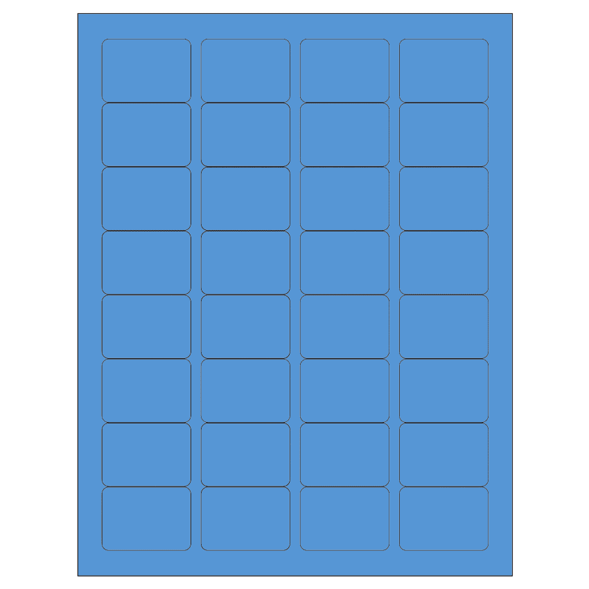 1.75" x 1.25" Fluorescent Blue Rectangular Sheet Labels