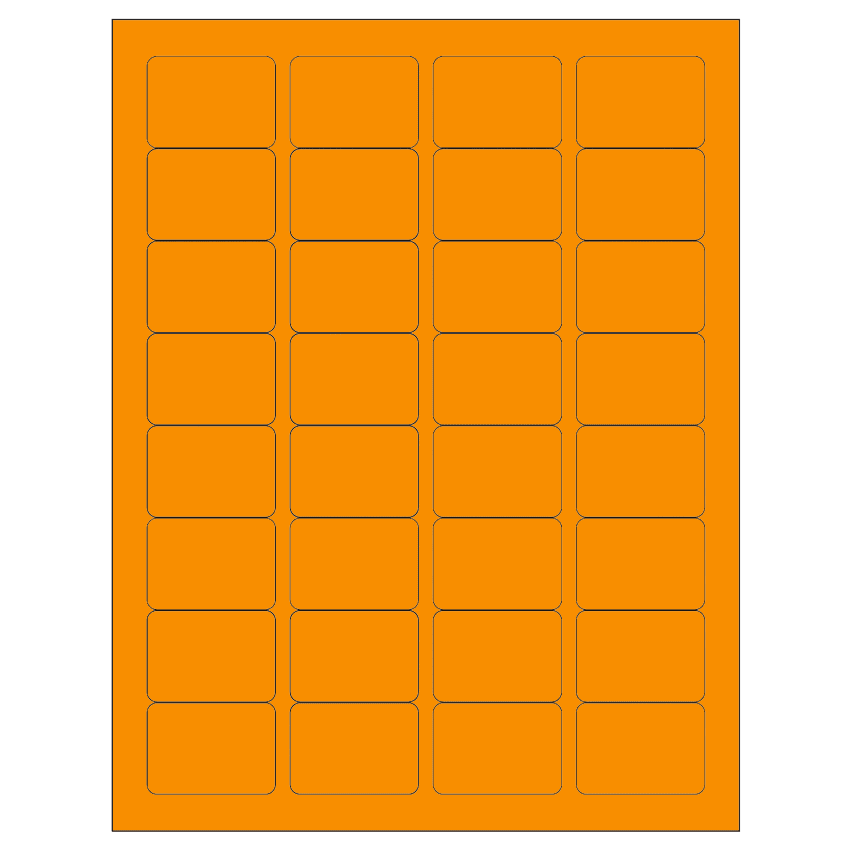 1.75" x 1.25" Fluorescent Orange Rectangular Sheet Labels